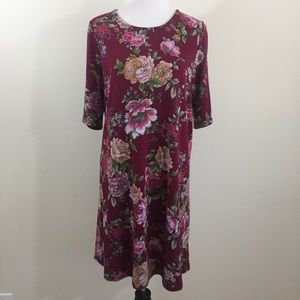 Tacera Maroon Floral 3/4 Sleeve Dress Size XL NWT
